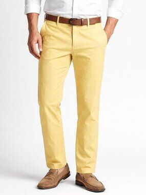 Meyer Diego Mens Yellow Chino Pants 52 W36 L30 Cotton Stretch Summer EU Resort